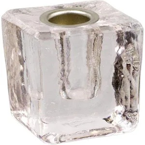 1.25" Mini Glass Candle Holder Cube - Clear