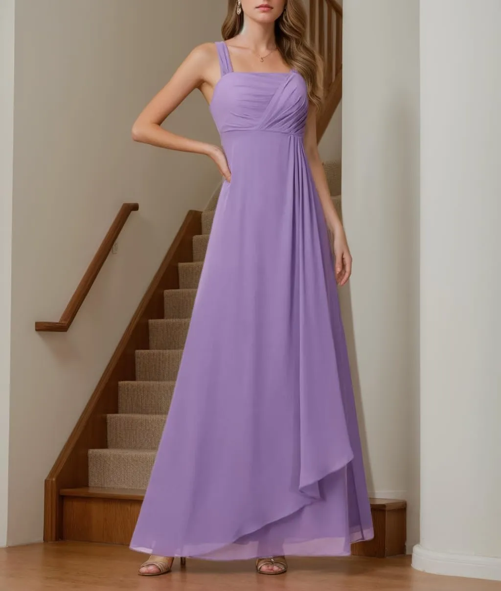 2 Piece Mother of The Bride Dresses with Jacket Chiffon Ruffle Wedding Mother of Groom Long Evening Gowns Half Sleeve
