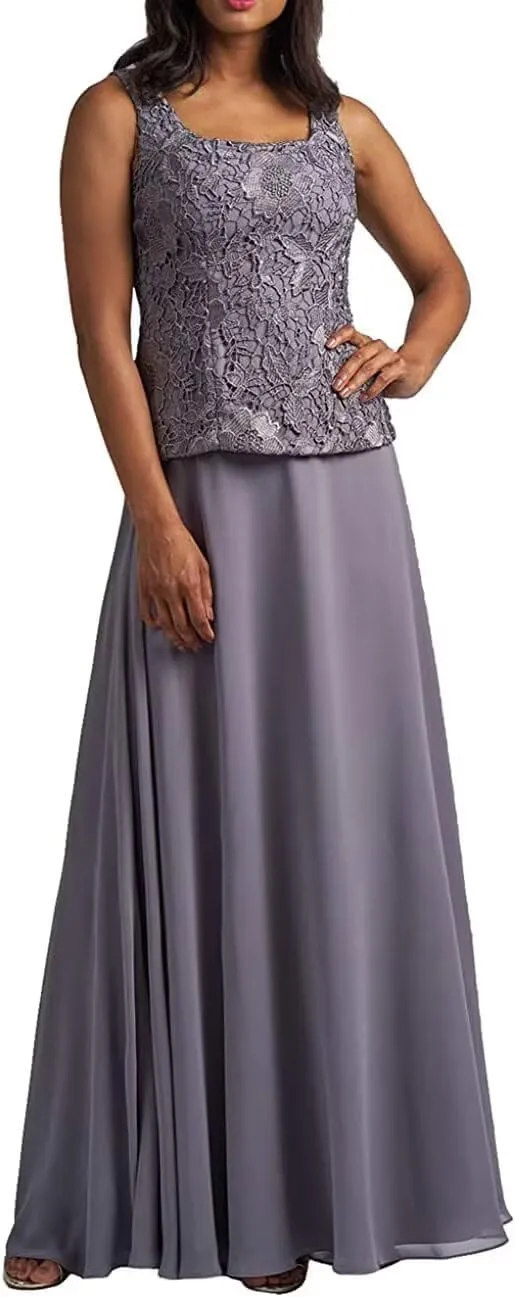 2 Pieces Mother of Bride Dresses with Jacket for Wedding Long Chiffon Formal Evening Gowns for Women PG029