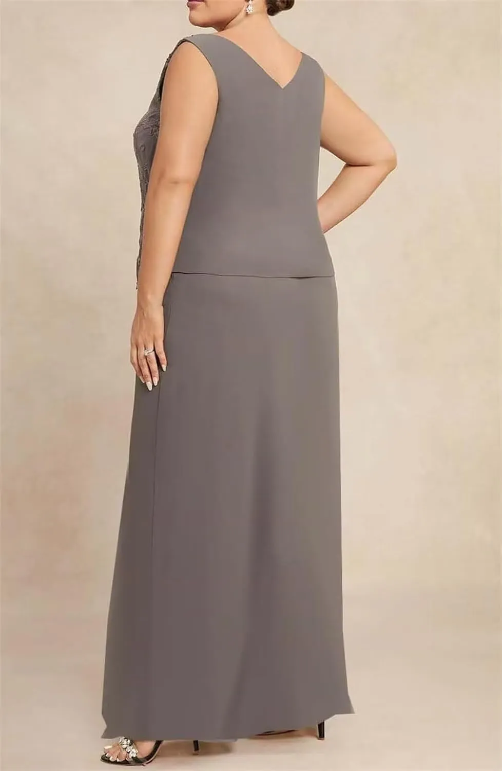 2 Pieces Mother of The Bride Dresses with Jacket for Wedding Plus Size Long Sleeve Formal Evening Gowns PG034