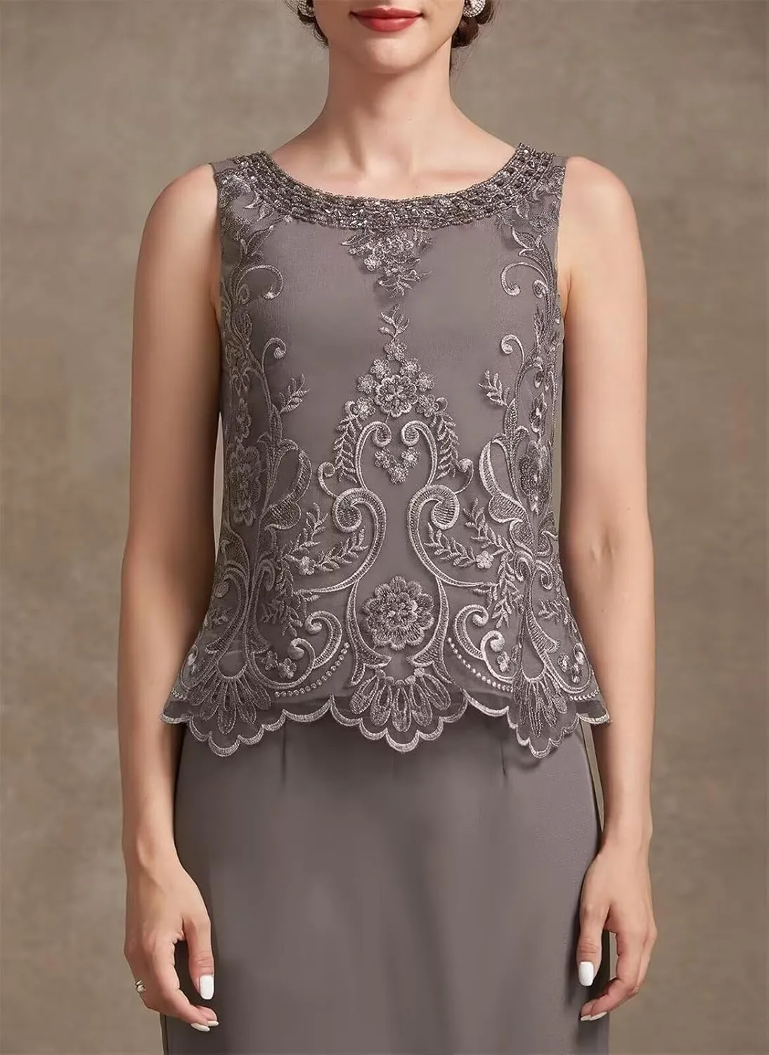 2 Pieces Mother of The Bride Dresses with Jacket for Wedding Plus Size Long Sleeve Formal Evening Gowns PG034