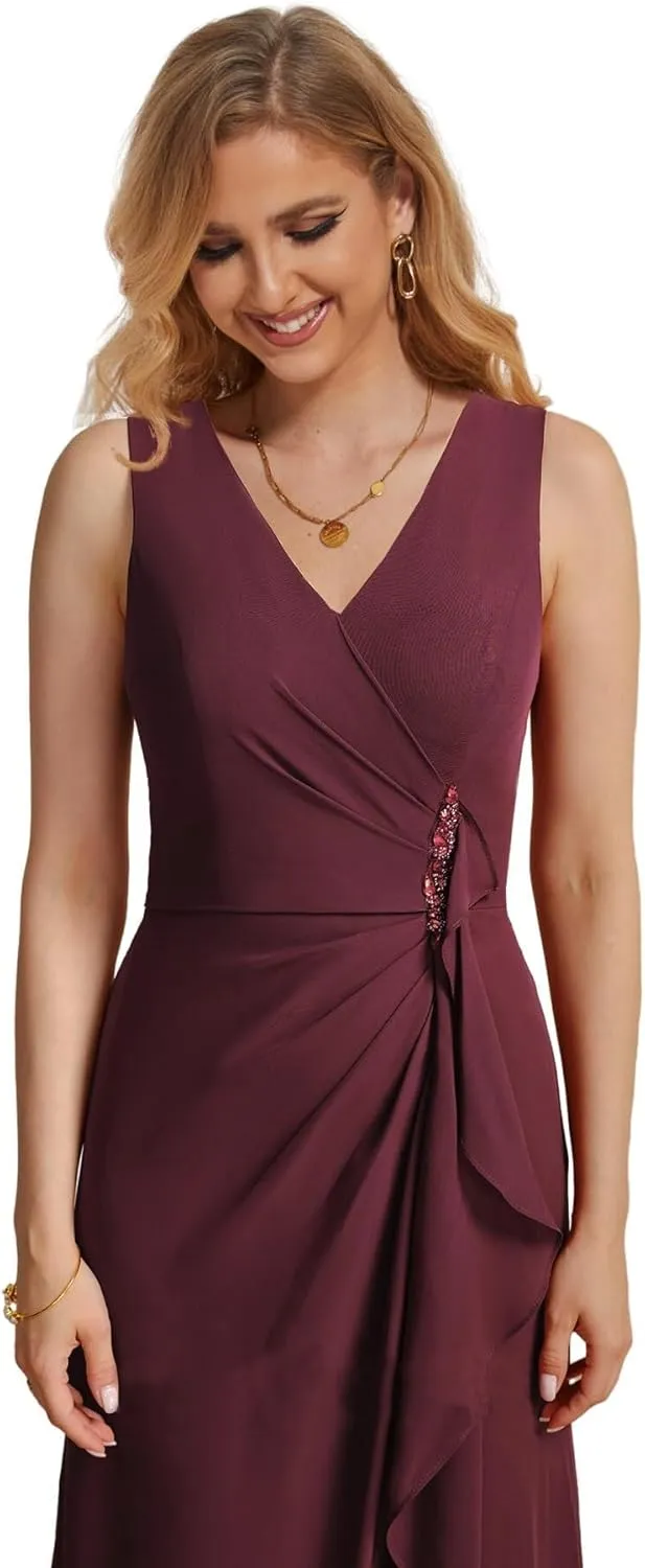 2 Pieces Mother of TheBride Dresses Wedding Long Dress with Jacket and Chiffon Evening Gown