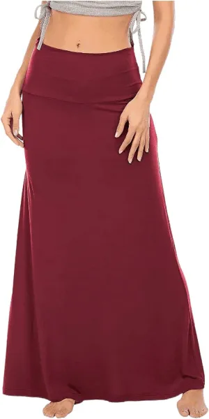 2024 Women's Skirts Women's Casual Ruched Stretchy High Waist A Line Skirt Flared Midi Skirt