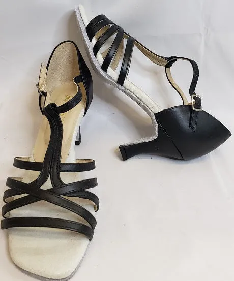 2.5" Giorgina -- Flare Heel Latin Sandal -- Black