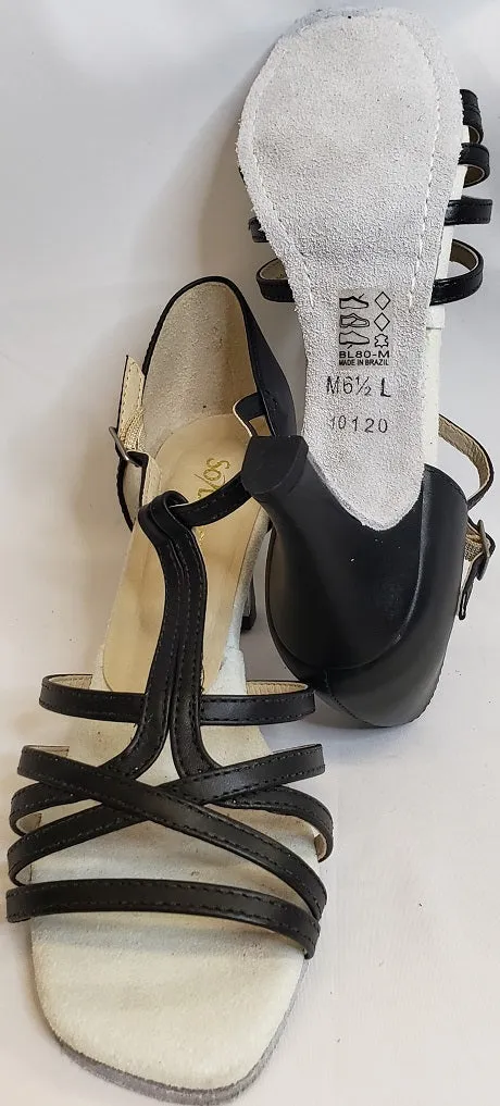 2.5" Giorgina -- Flare Heel Latin Sandal -- Black
