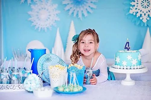 2.6" Large Blue Diamonds Snow Flakes Birthday Candles 2nd,Snowflake Cake Toppers,Numeral Candle Party Wedding Anniversary Frozen Cake Decorations (2)