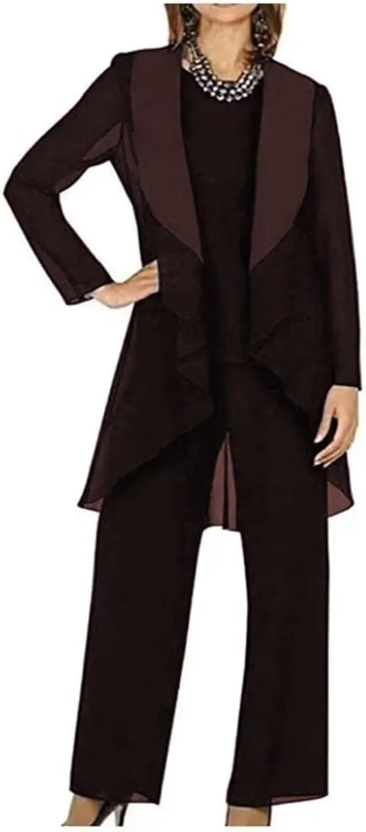 3 Pieces Mother of The Bride Pant Suits for Wedding Chiffon Formal Pant Suit for Women Dressy