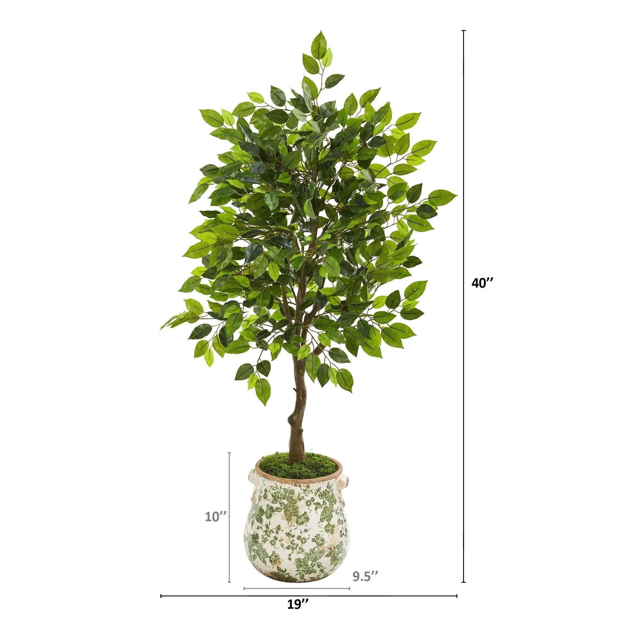 40” Mini Ficus Artificial Tree in Floral Planter