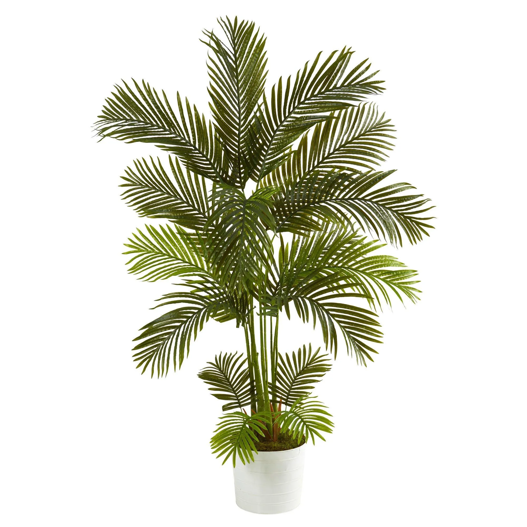 5.5' Areca Palm Artificial Tree in White Tin Planter