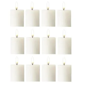 AD Art Creations 2x2 Inch Smokeless & Dripless Unscented White Round Pillar A Grade Perafin Candle 10 Hours Burning Time Decoration, Best Gift, Celebration & Everyday use Pack of 24