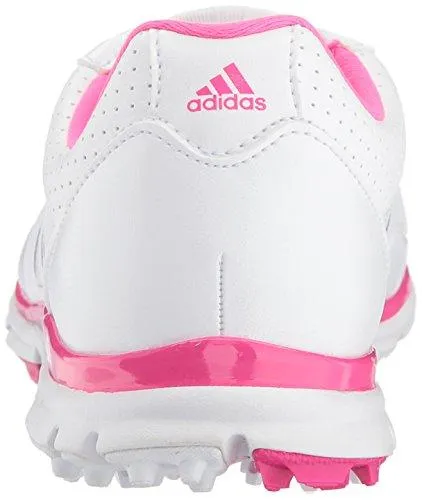 adidas Women's Adistar Lite BOA Golf Shoe, White/Silver Metallic/Shock Pink S, 8.5 M US