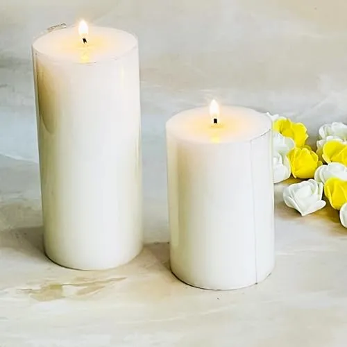 Akaar Décor Pack of 2 Scented Pillar Candles for Home Decor | Christmas Decoration||Pillar Candle|Candle Home Decor|Un-Scented Candle