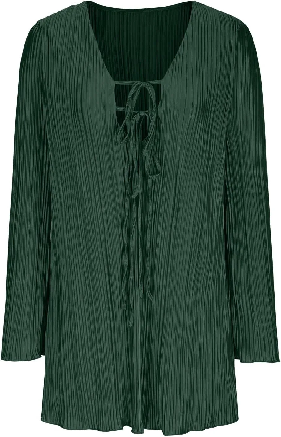 Akklian Dresses for Women 2024 Casual Spring Ruffle Bell Sleeve Mini Dress V Neck Beach Dresses Texture Trendy Summer Dress