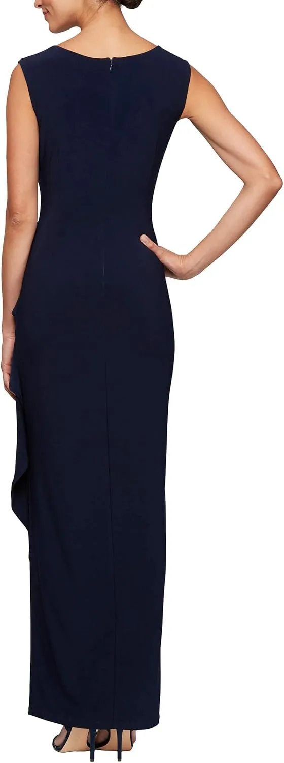 Alex Evenings Women's Long Column Dress with Sweetheart Neck (Petite and Regular)