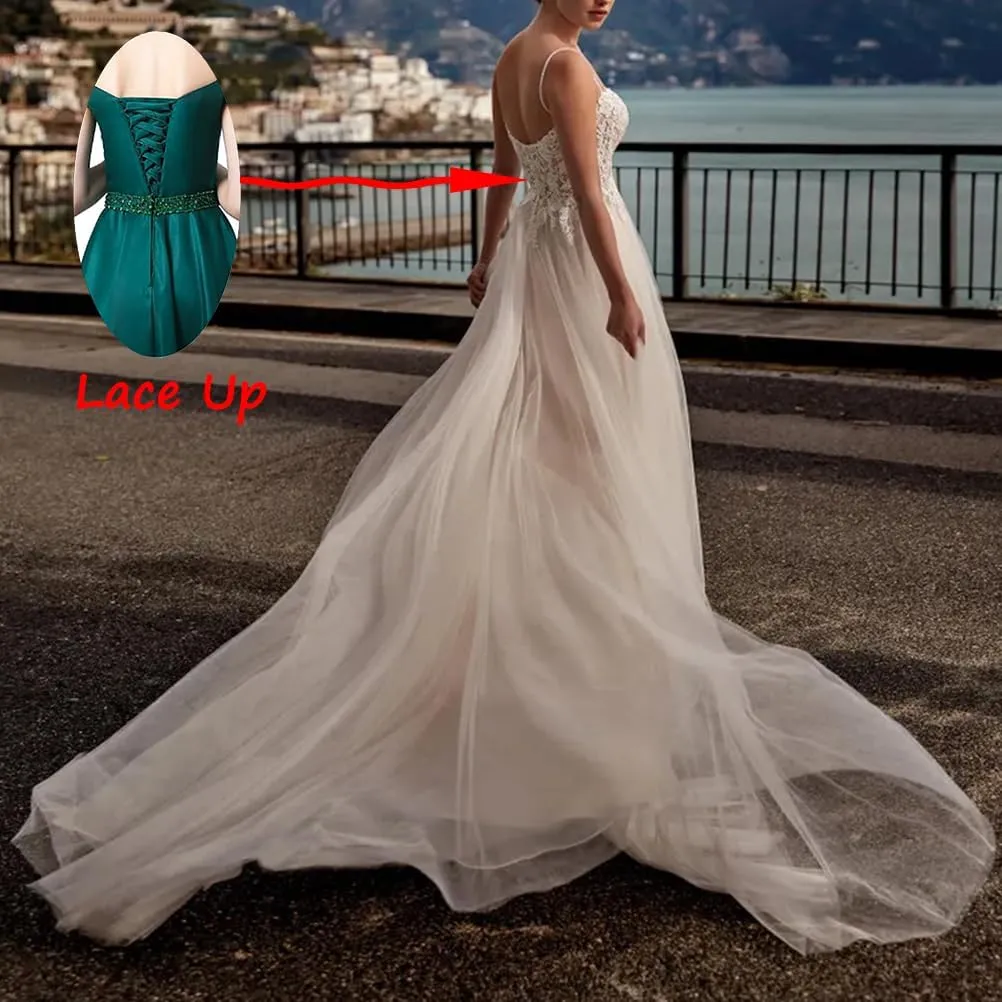 ALFEICE Long Sleeves Chiffon Wedding Dresses for Bride Off Shoulder Beach Wedding Bridal Gowns for Women