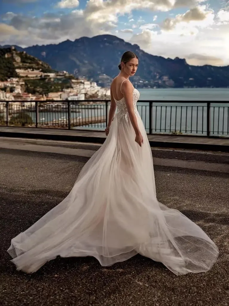 ALFEICE Long Sleeves Chiffon Wedding Dresses for Bride Off Shoulder Beach Wedding Bridal Gowns for Women