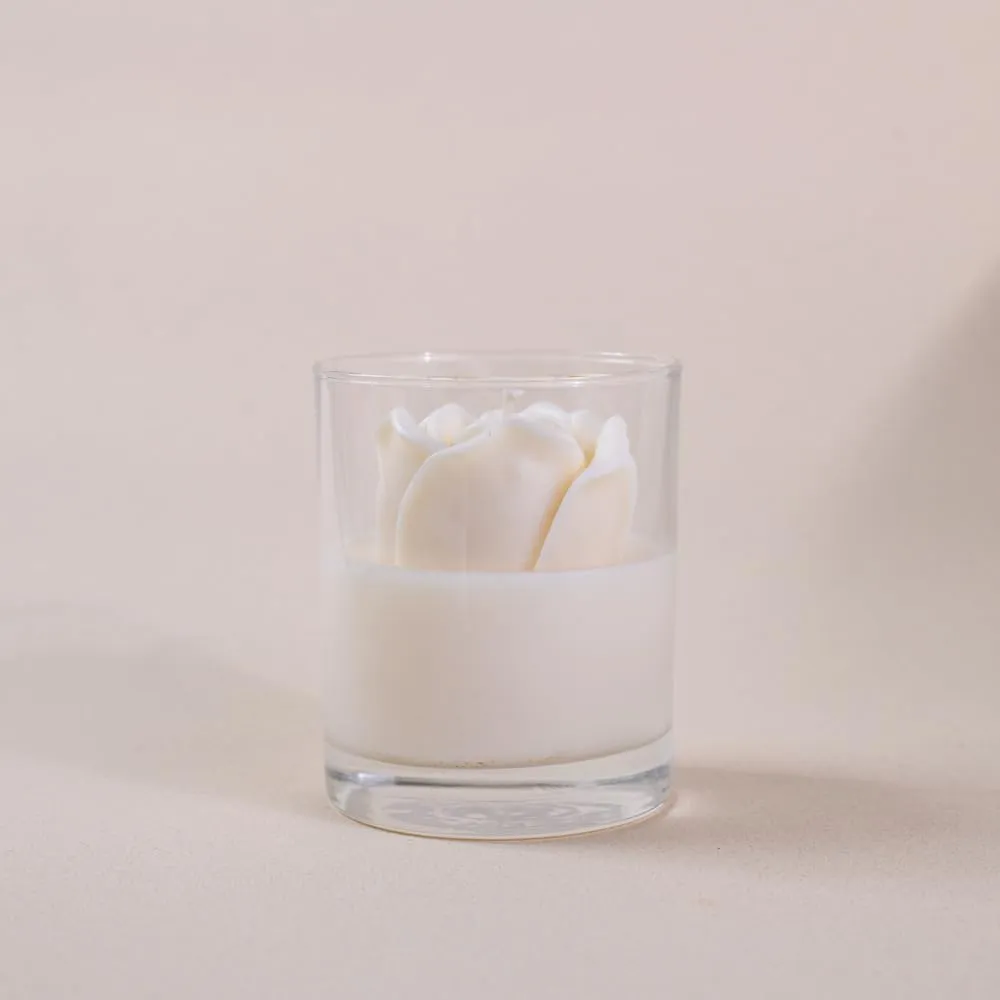 Amaraa Fragrances White Rose Whisper Premium Scented Candle Jar Candle || Fragrance Candle || Soy Wax Aromatherapy Candles for Home Decor (Rose)