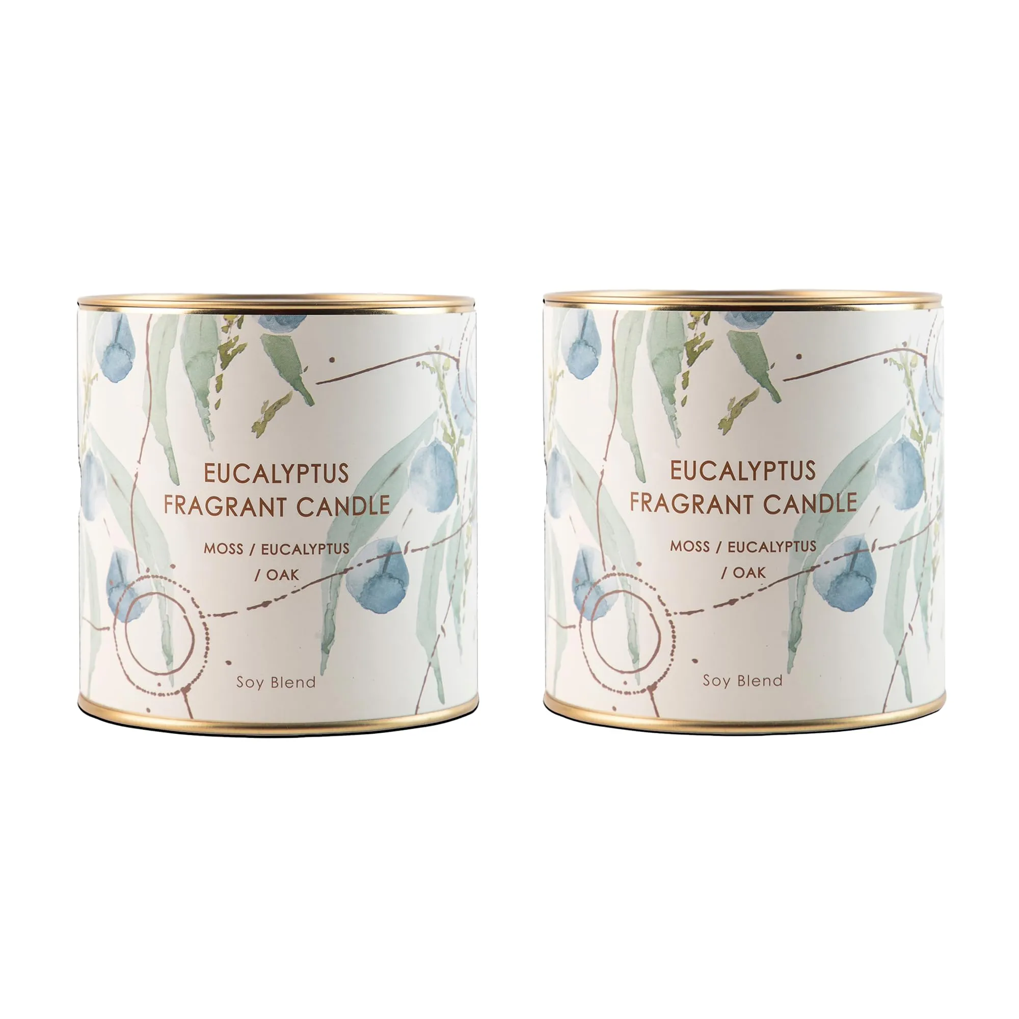 Anko Pack of 2 Eucalyptus Scented Soy Blend Candles | Long-Lasting 125-Hour Burn Time | Invigorating White Moss, Eucalyptus, and Oak Fragrance | 720g Total | Perfume Candles for Home