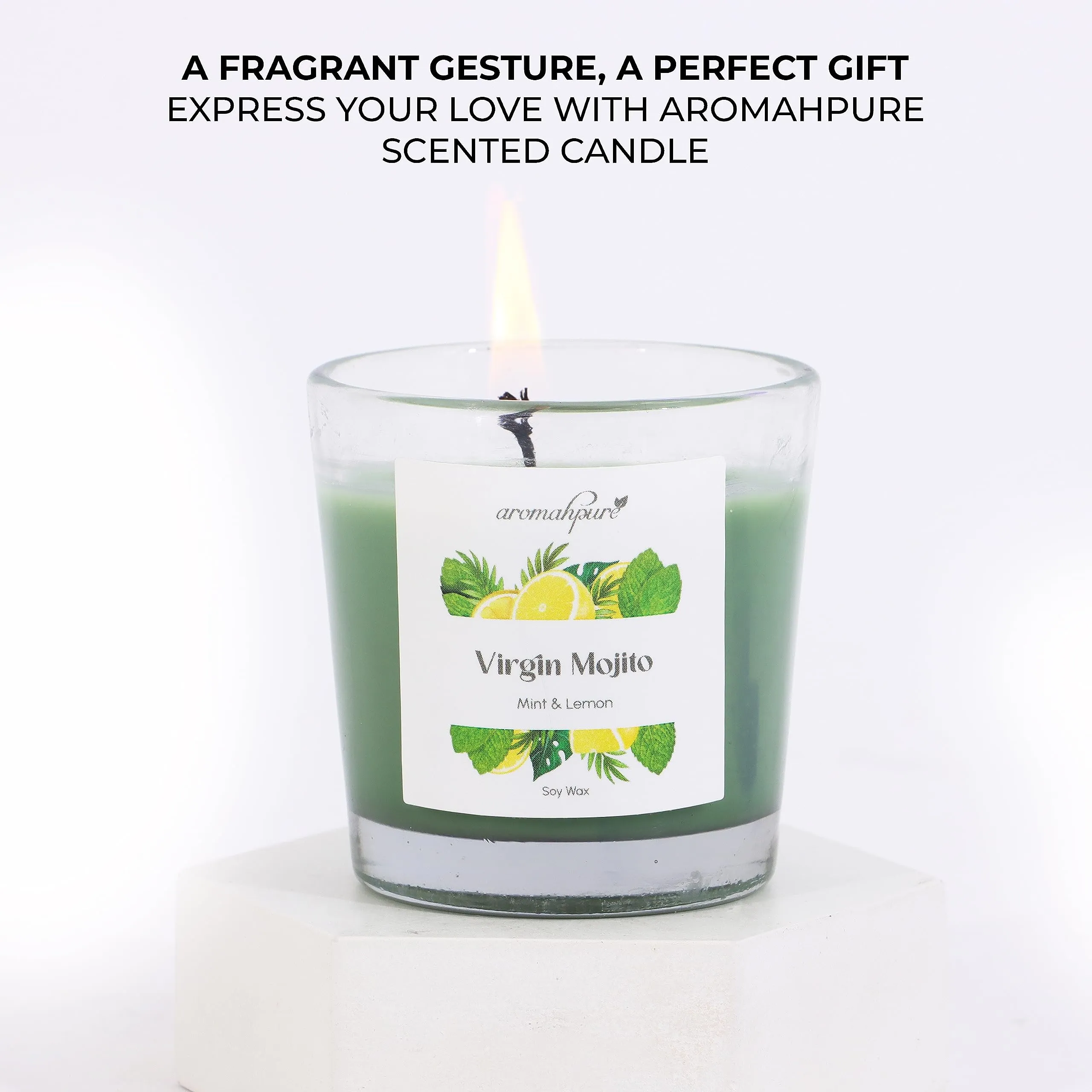 Aromahpure Scented Candle (120 Hours) | Strawberry, Frangipani, Lemongrass, Mint & Lemon Scented Candle | 100% Soy wax, Smokeless Candle | Pack of 8 | Long Lasting Aroma Candles| Scented Candles For Home Décor
