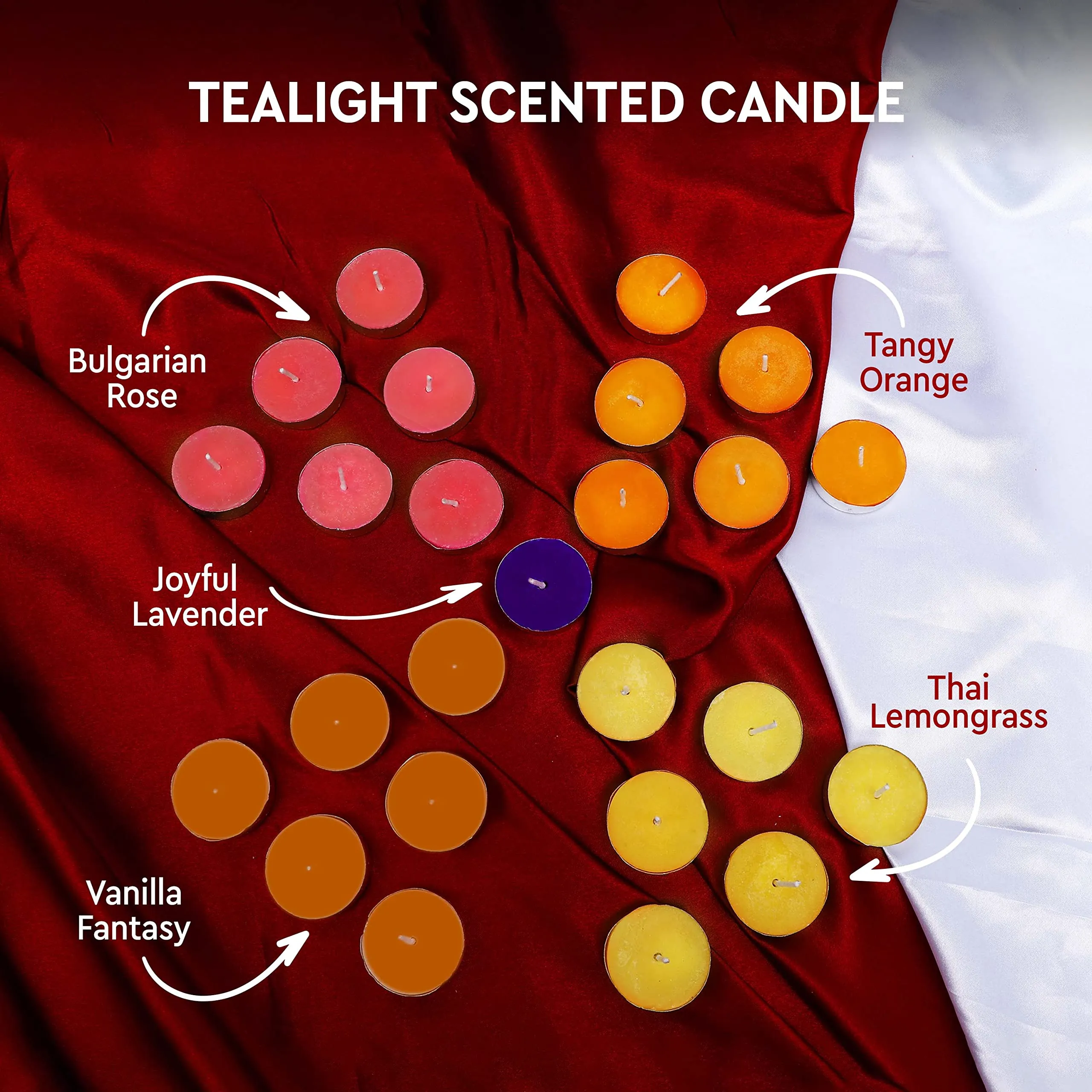 Aromahpure Scented Decorative Tealight Candles | Wax Tealight Candle | 10 gm, 200 Pcs |Assorted Smokeless Candles | 3 Hours Burning Time Guaranteed | for Home Decoration & Celebration
