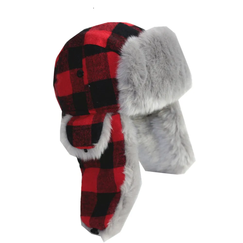 Ashore Shop Warm Lumber Style Winter Plaid with Fur Lining