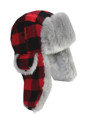 Ashore Shop Warm Lumber Style Winter Plaid with Fur Lining