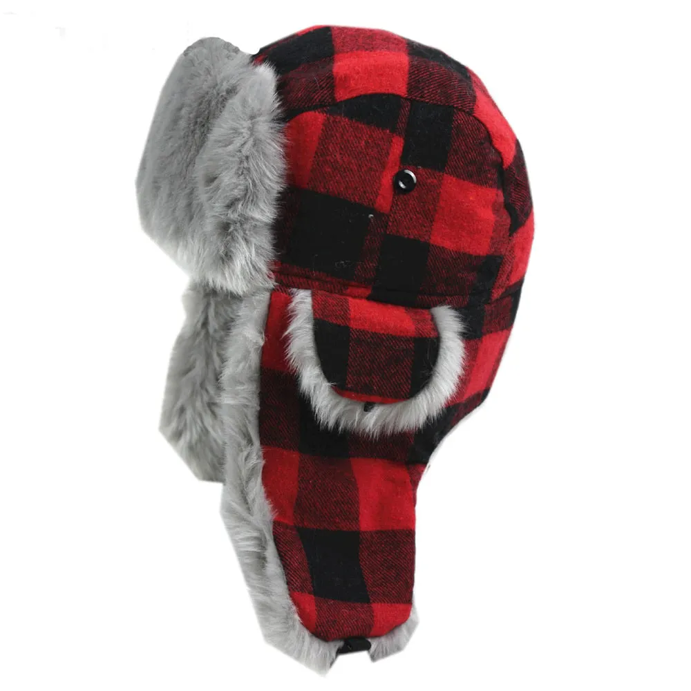 Ashore Shop Warm Lumber Style Winter Plaid with Fur Lining