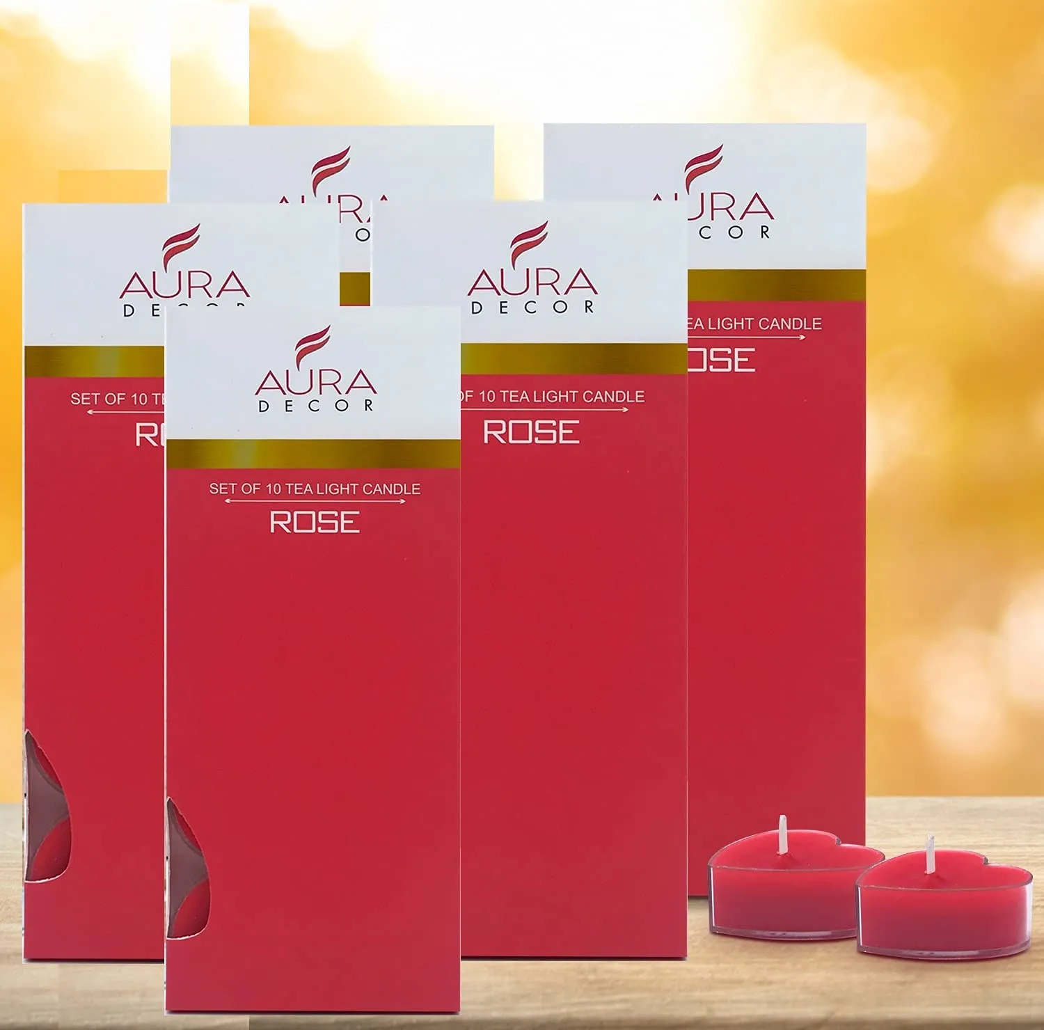 AuraDecor Heart Shape Fragrance Tealight Candles Burning Time 4 to 5 hours (50, Rose)