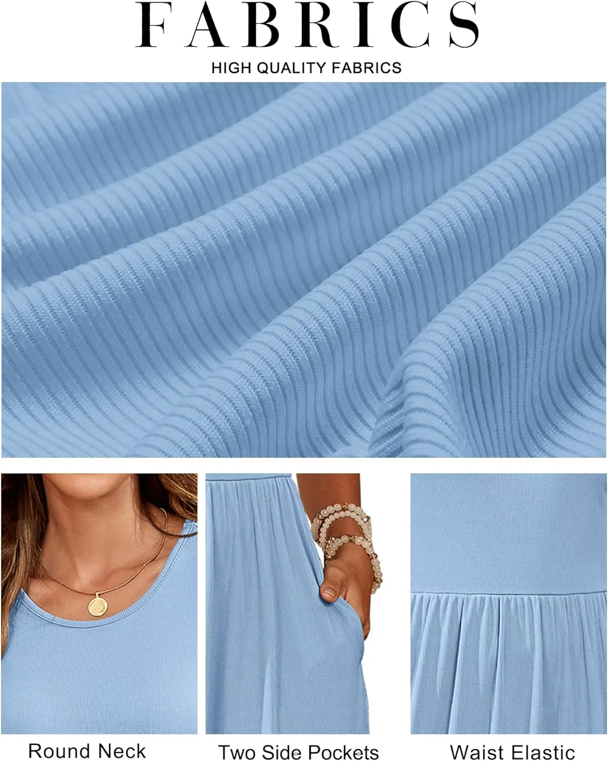 AUSELILY Womens Maxi Dress Casual Short Sleeve Summer Dresses Crewneck Sundresses with Pockets