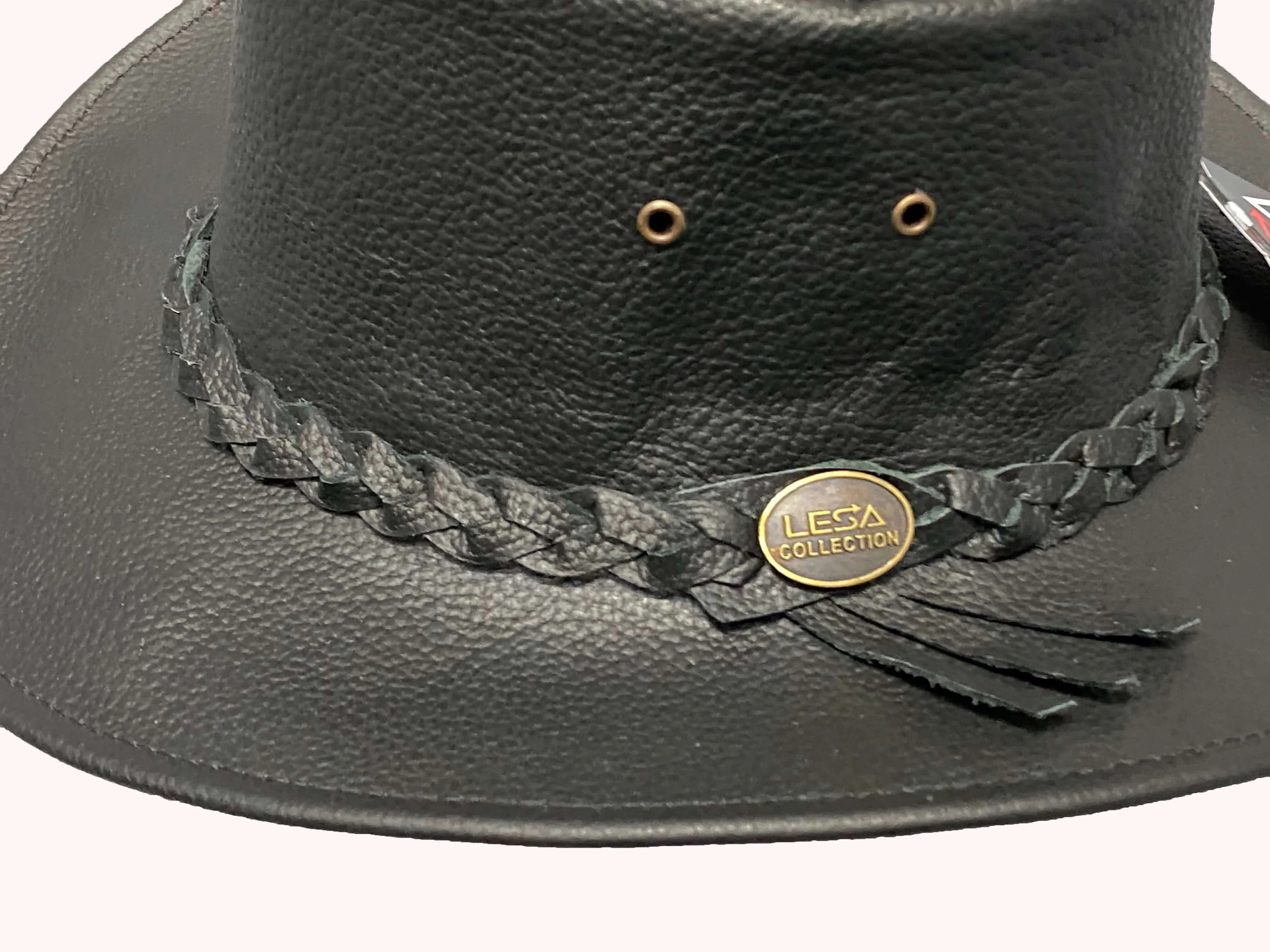 Australian Western Style Real Leather Cowboy Bush Hat Black Outback Style