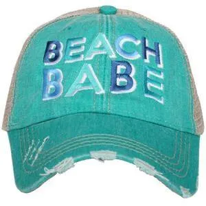 Beach Hats Beach please Embroidered distressed trucker caps Seashells Vacation