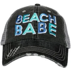 Beach Hats Beach please Embroidered distressed trucker caps Seashells Vacation