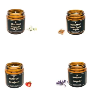 Beaumac Set of 4 Premium Scented Candles | Valentine Gift I Soy Wax Aromatherapy Candle | Premium Glass Jar | 24 Hour Long Burning | Home Decor, Luxury Gift for Decoration | Floral I