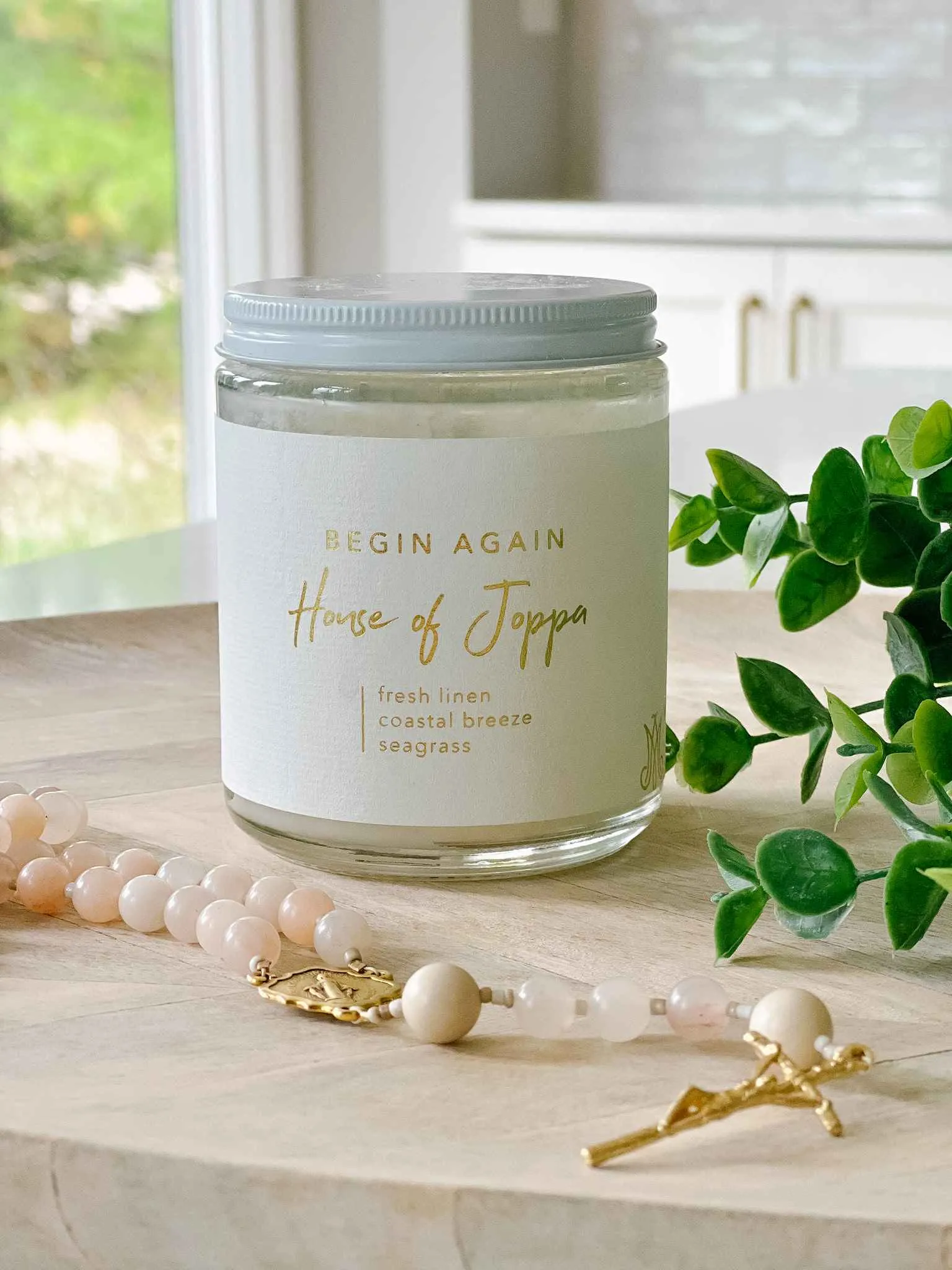 Begin Again Candle - Fresh Linen   Coastal Breeze   Seagrass