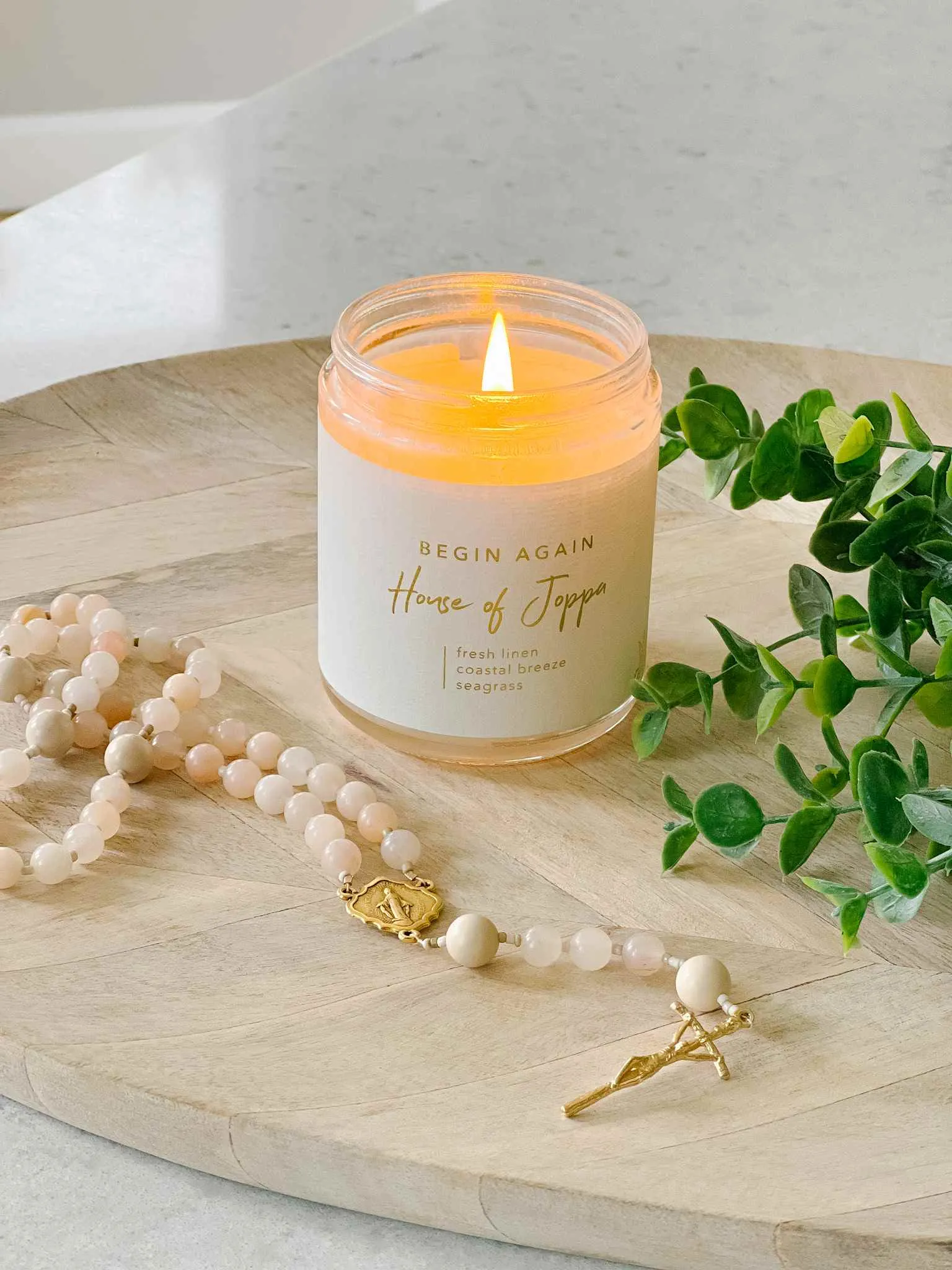Begin Again Candle - Fresh Linen   Coastal Breeze   Seagrass