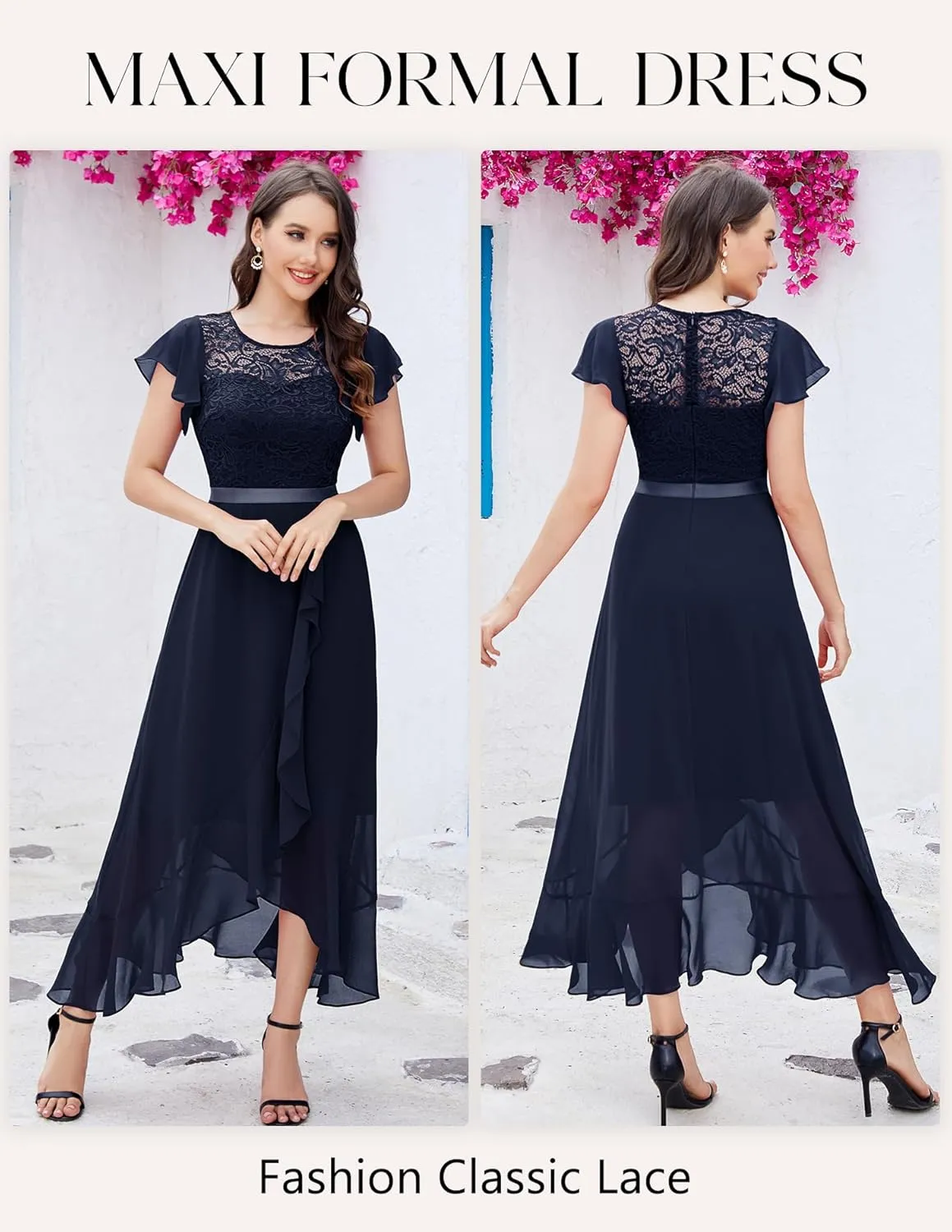BeryLove Formal Dresses for Women 2025 Wedding Guest with Slit Cocktail Elegant Lace Long Prom Dress