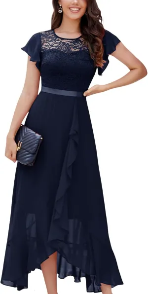 BeryLove Formal Dresses for Women 2025 Wedding Guest with Slit Cocktail Elegant Lace Long Prom Dress