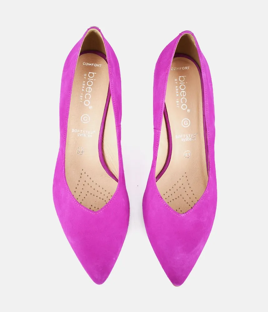 Bioeco Fuchsia Pink Suede Stiletto Heels