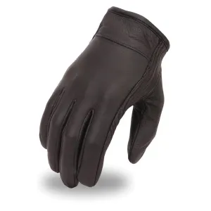Black Leather "Roadway" Motorcycle Gloves