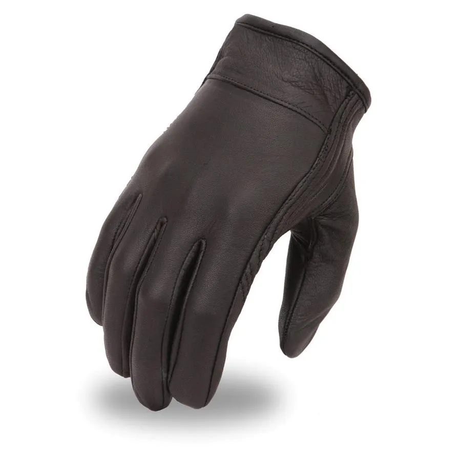 Black Leather "Roadway" Motorcycle Gloves