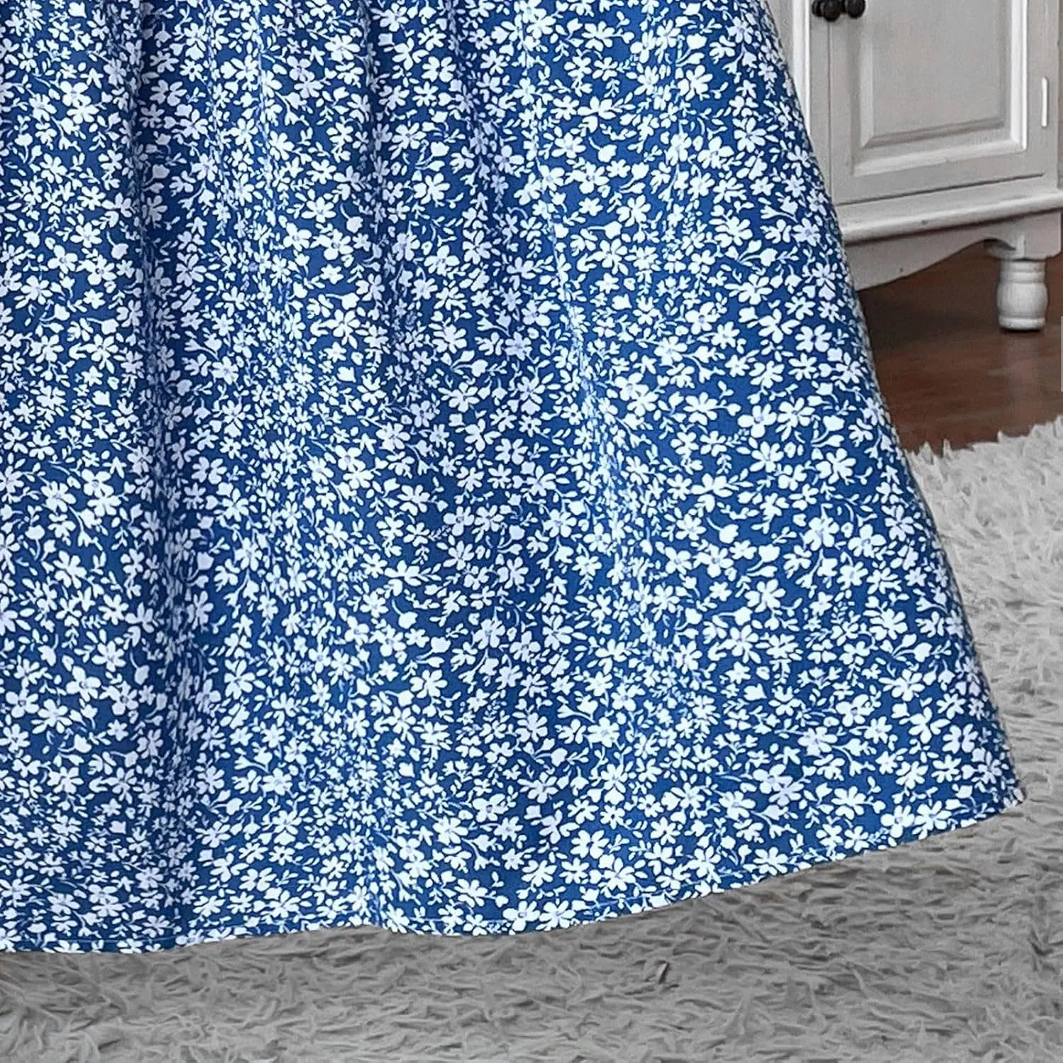 Bohemian Skirts for Women Trendy Country Floral Festival Smocked Beach Flutter Travel Elastic Waist Peasant Swing Skirts