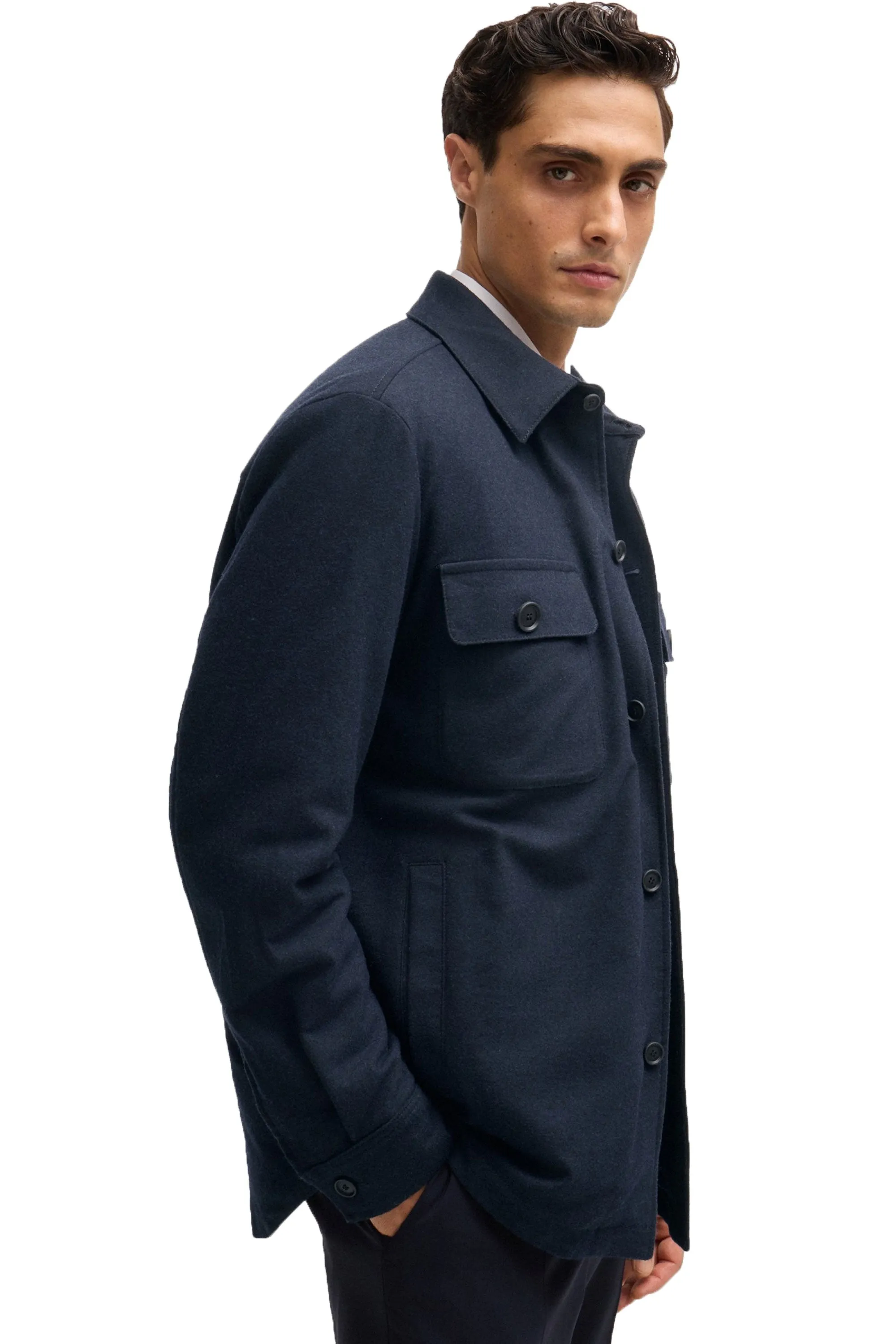 Boss P-Carper-Os-Inpad244 Padded Overshirt Dark Blue