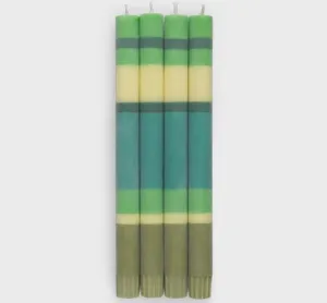 British Colour Standard Striped Grass Beryl, Olive & Jasmine Eco Dinner Candles 4 Per Pack