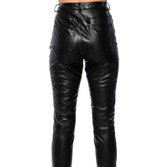 Callie Lives Xena Slick Like Butter Vegan Leather High-waisted Black Pants Small