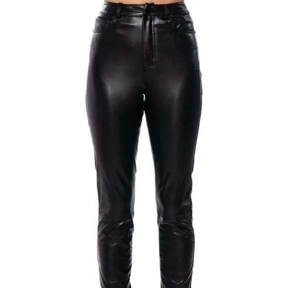 Callie Lives Xena Slick Like Butter Vegan Leather High-waisted Black Pants Small
