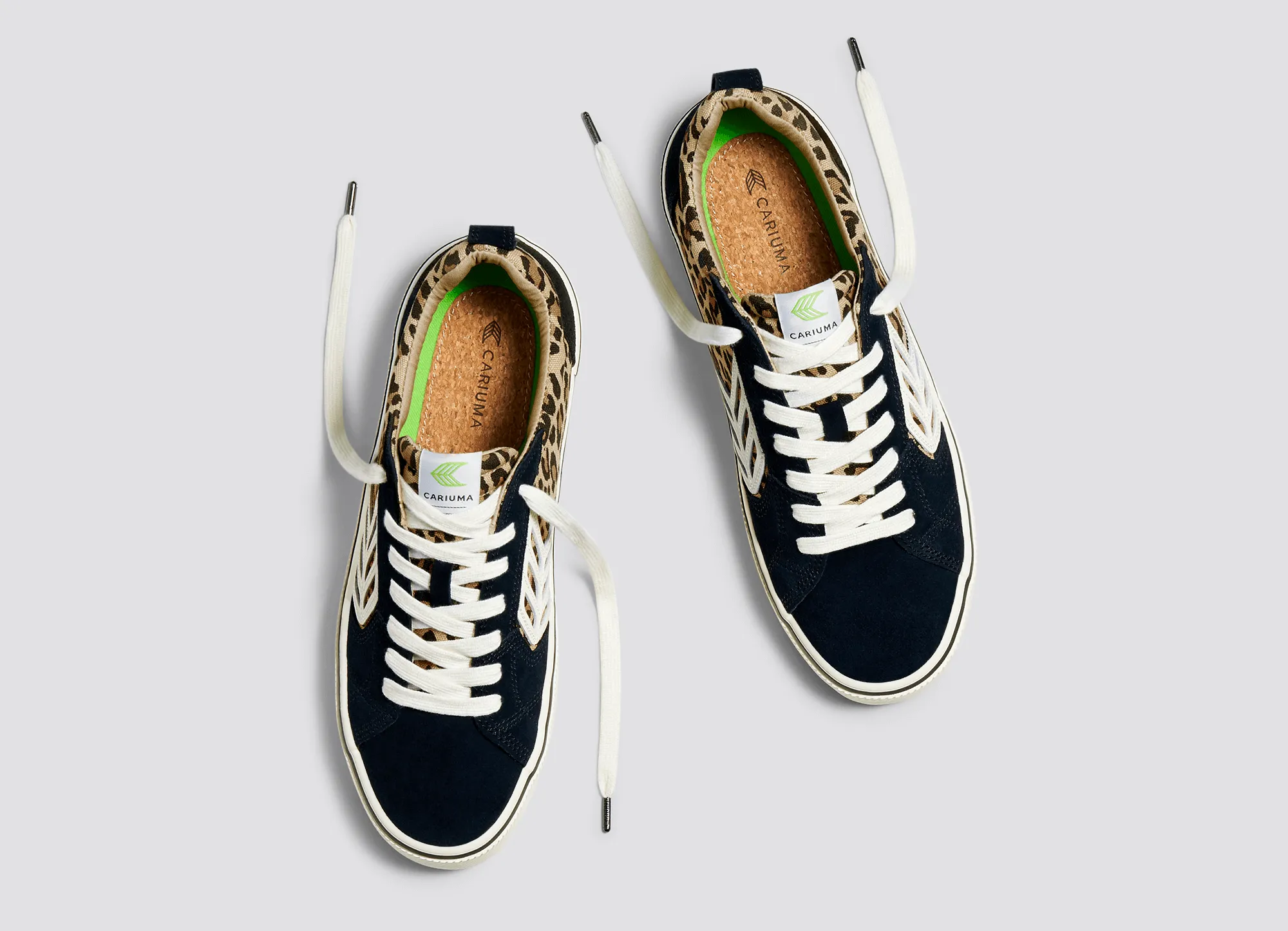 CATIBA PRO Skate Black Suede Leopard Print Canvas Ivory Logo Sneaker Women