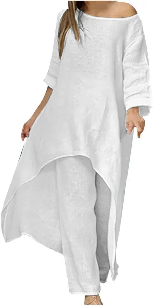 Ceboyel Summer Boho Dresses for Women 2023 Cotton Linen Dress One Shoulder Long Maxi Dresses Casual Beach Ladies Outfits