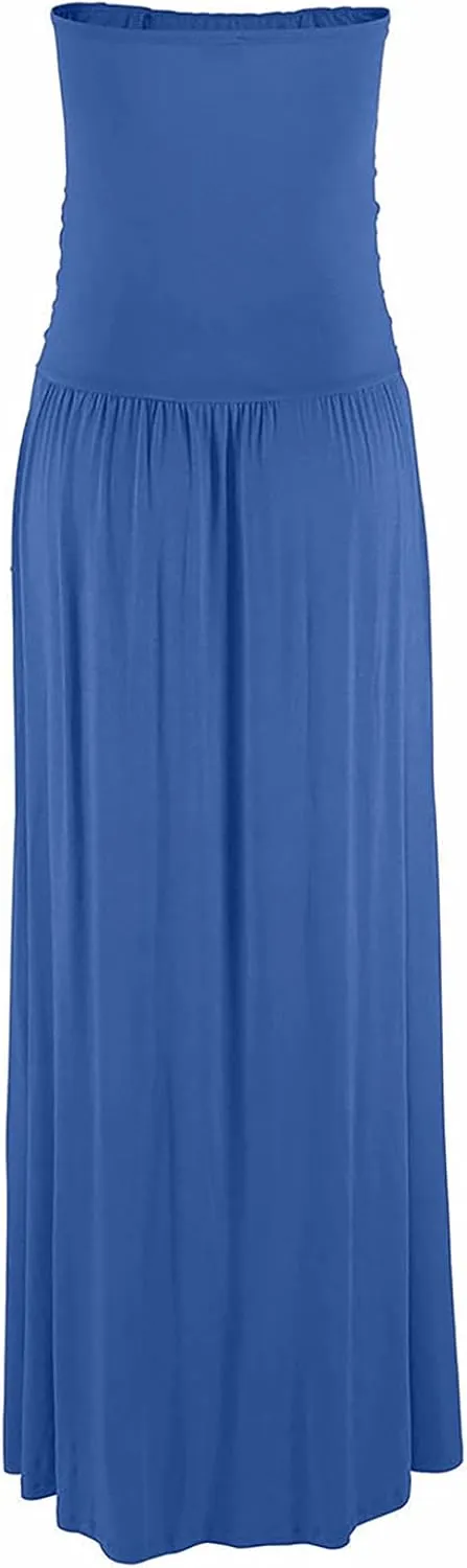 Ceboyel Sun Dresses for Women 2023 Strapless Maxi Dress Floral Boho Sundresses Bohemian Beach Party Long Summer Dress