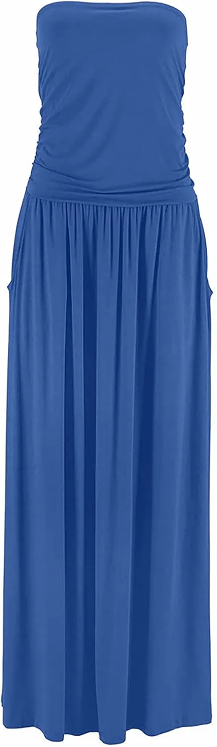 Ceboyel Sun Dresses for Women 2023 Strapless Maxi Dress Floral Boho Sundresses Bohemian Beach Party Long Summer Dress