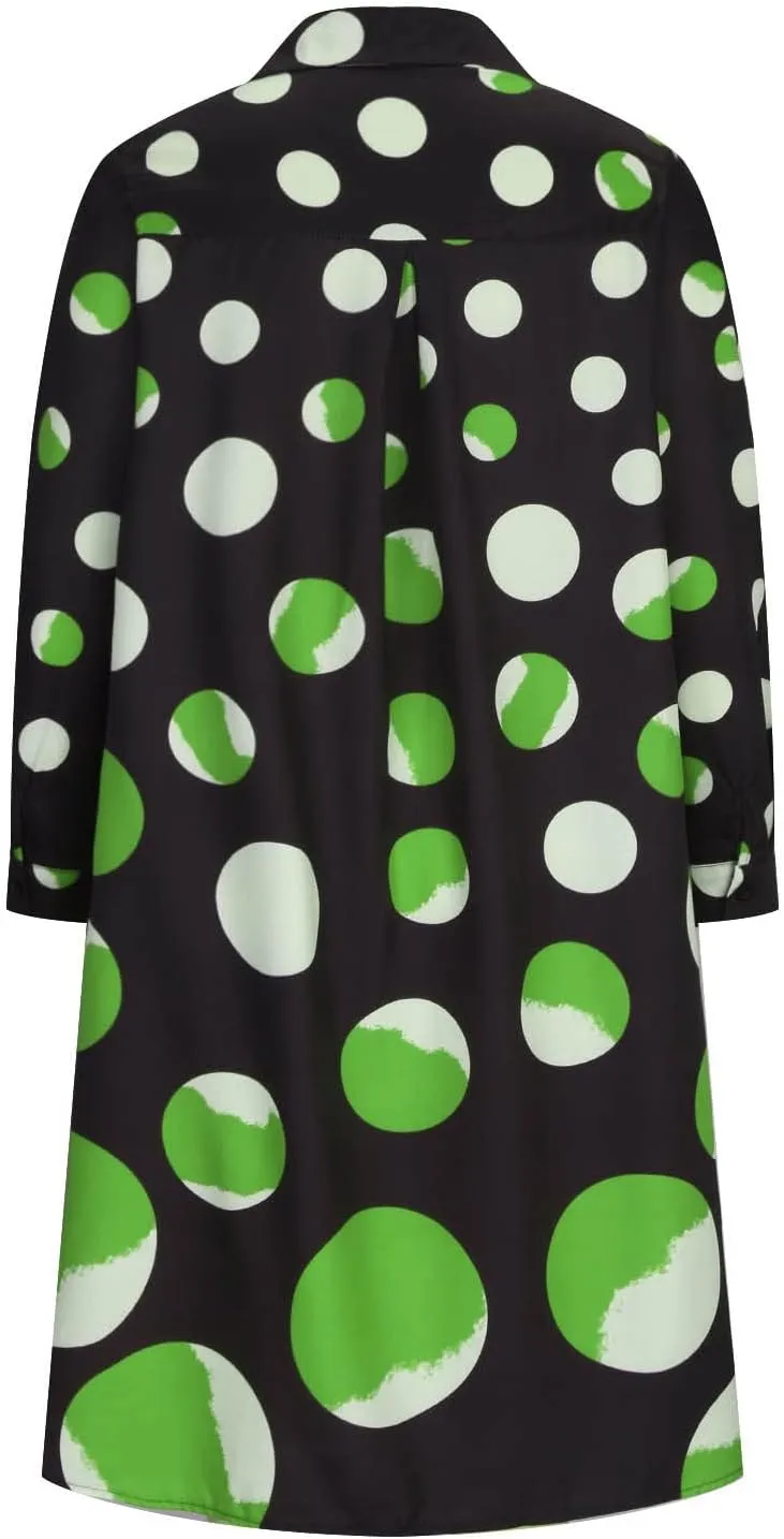 Ceboyel Womens Polka Dots Midi Dress Knee Length Half Sleeve Dresses Casual Loose Shirt Dress Dressy Trendy Summer Outfits